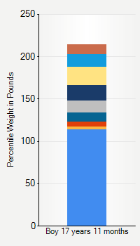 Weight chart for boys 17 years 11 months of age